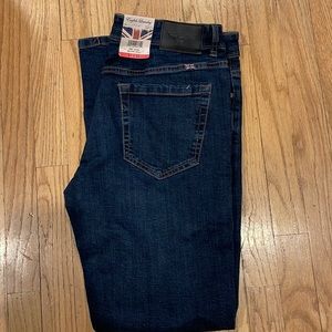 Mens slim straight dark blue denim 34x32